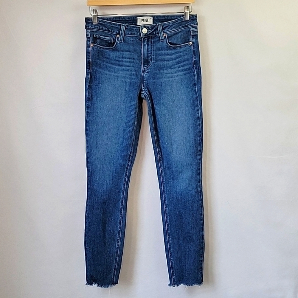 Paige Verdugo Ankle Jeans Wash Rugged Fray Hem Med. Wash Size 28